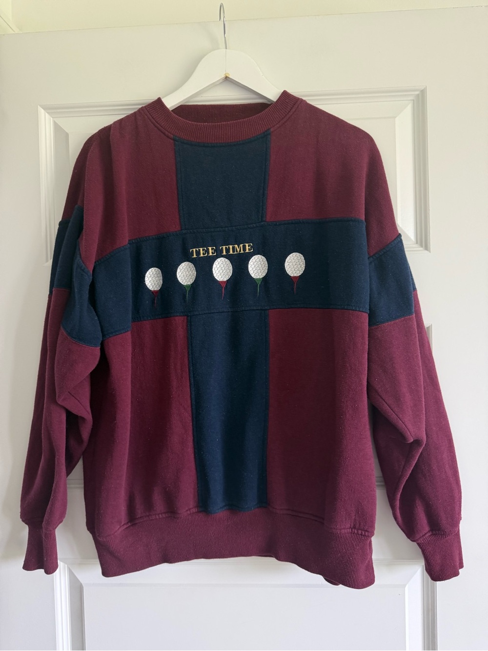 Vintage Crable Sportswear Tee Time Golf Sweatshirt Embroidered Golf Ball Crew